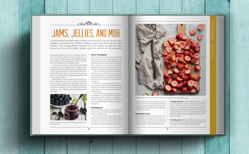 inner page of attainable sustainable pantry showing jams and jellies section.