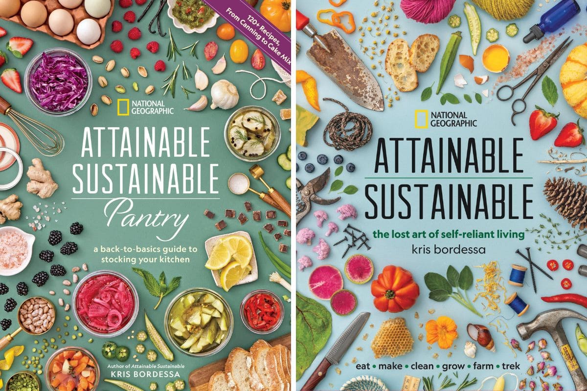 2 panel showing covers of two attainable sustainable books.