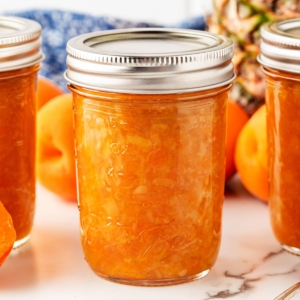jar of apricot pineapple jam.