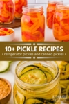 2 panel showing pickled peppers and pickled cucumbers.